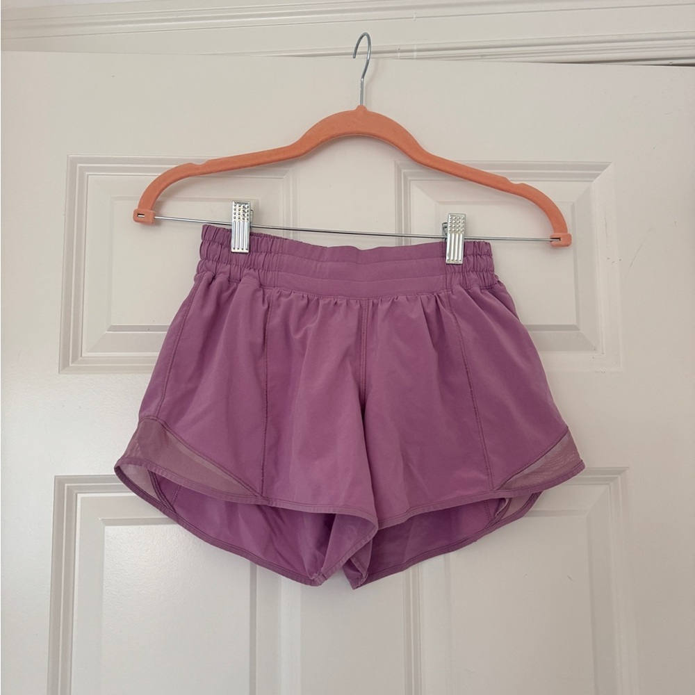 Purple Athletic Shorts with High-Rise Waistband and Lightweight Fabric